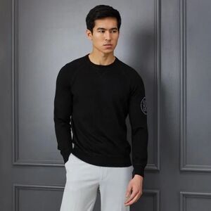 G/FORE Men's Merino Wool Crewneck Sweater Onyx Black Large